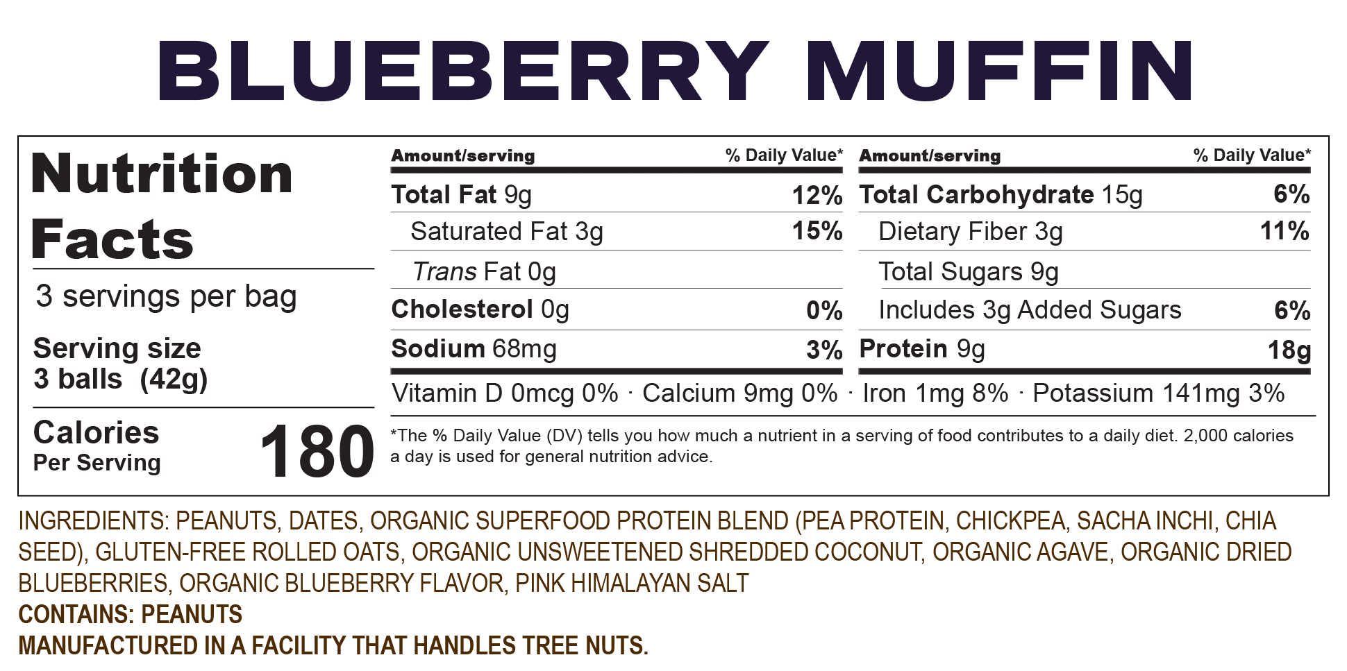 Blueberry Muffin Nutrition Label